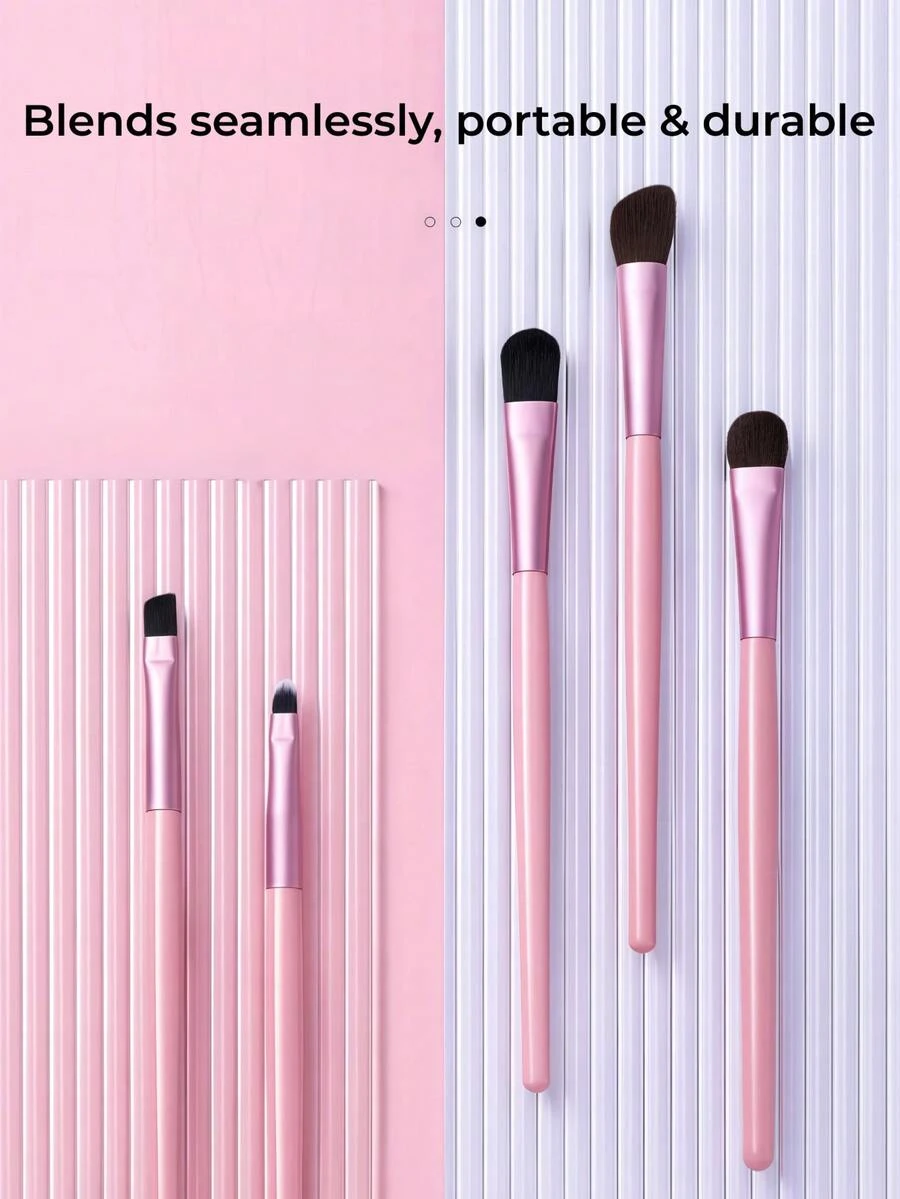 OEIEZ 5pcs Precision Eye Makeup Brush Set, Soft Synthetic Fiber Bristles Eyeshadow Blending Brush, Eyeliner Brush, Eyebrow Brush, Portable Eye Makeup Tools, Suitable For Beginners