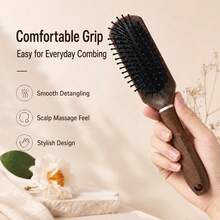 Wet & Dry Handheld Narrow Air Cushion Hairbrush, Premium Coconut Shell ABS Material Comfortable Grip Detangling Brush, Lightweight Portable Hair Comb That Fits In Your Bag, Perfect Gift For Family Or Friends, Vanity Table Hairbrush - Multicolor - View 2