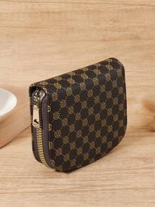 Fashionable Printed Single-Layer Zipper Card Bag, Multi Slot Simple Credit Card Holder, Multi-Purpose Women's Wallet Card Bag - Coffee - View 6