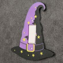 1pc Purple Wizard Hat Shaped 3D Printed Plastic Switch Panel, Decorated With Yellow Star Pattern, Halloween Theme Wall Switch Decorative Cover Plate - Multicolor - View 6