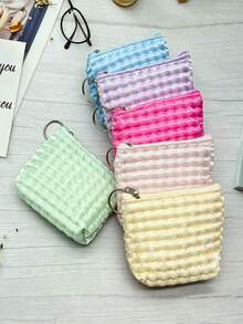 XD Women's Neutral Small Wallet, 12/6/3/1pc, Wavy Fashion Design, Suitable For Cash, Cards, Coins, Fashion Accessory, Machine Washable, No Embroidery, No Oil Edge, Small Wallet, Cute Wallet, Travel Essential Wallet, Summer Coin Purse, Holiday Gift - Multicolor - View 7