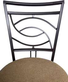 Banco Giratorio de Barra de 29 Pulgadas con Respaldo, Estructura de Metal Bronce, Asiento Acolchado Tela Beige, Taburete Altura Mostrador para Isla de Cocina y Bar en Casa - Negro - Ver 4