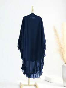 Long Flowy Double Layer Chiffon Khimar, Modest Muslim Hijab, Niqab Style Full Coverage Headscarf Musilm - Multicolor - View 21
