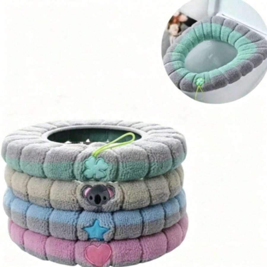 Soft Toilet Seat Cover, Stretchable Washable Toilet Seat Cover With Handle, Comfortable Toilet Lid Cover, Bathroom Toilet Accessories Set - Multiple Styles - View 1