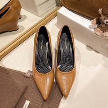 2026 New Women's Pointed Toe Low-Cut Wedge Pumps, Comfortable Versatile Elegant Shoes Suitable For Office And Party - Yellow - View 6