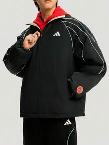 Adidas Men's Warm Reversible Cotton Puffer Jacket - Black/Khaki - View 1