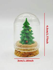 1Pc Christmas Mini Glass Dome Tree Ornament, Miniature Landscape Desktop Decoration, Xmas Holiday Decor For Living Room And Home - Christmas Tree - View 2