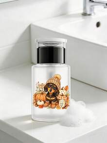 Hello Autumn 秋季臘腸狗與南瓜圖案透明PET可補充旅行瓶，附便攜泵頭卸妝液分裝瓶，適用於卸甲水、化妝水與卸妝液，圓頂設計，可重複使用，旅行必備，萬聖節禮物 - 彩色 - 查看 8