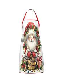 2Pcs Christmas Kitchen Aprons, Cute Snowman And Santa Claus Wreath Gift Box Print Adjustable Bib Apron, Waterproof Cooking Baking Apron For Xmas Holiday Party Decor Christmas Gift - Multicolor - View 9