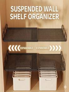 Heavy Duty Carbon Steel Expandable Wardrobe Rack, Space-Saving Stackable Metal Storage Shelf, Adjustable For Kitchen Bedroom Desk Shoes Bookshelf Closet, Multi-Functional Storage Rack, Fits Different Storage Systems, Durable Design - Multicolor - View 1