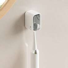 1pc Wall Mounted Toothbrush Holder With Lid Dustproof Electric Toothbrush Rack Bathroom Storage Organizer No Drilling Required - Multicolor - View 10