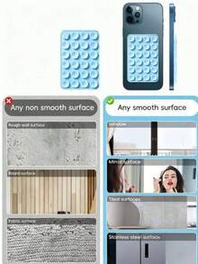 48pcs Double-Sided Suction Cup Phone Holder, 24 Suction Cups On Each Side. Detachable Phone Holder, Waterproof, 360° Rotation. Suitable For Bathroom Walls, Glass Mirrors, Dressing Tables And Other Smooth Surfaces, Not Suitable For Rough Walls. Compatible With All Phones And Mini Tablets - Multicolor - View 4