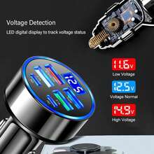 250W Multi-Port Fast Car Charger + All-In-One Charging Cable Set, Can Charge 6 Devices Simultaneously | Suitable For All Cars | Smart Chip & Durable Braided Cable - Charge+Cable - View 4