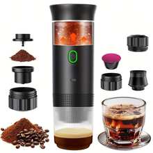 3-In-1 Portable Espresso Machine, Type-C 2500mAh, Hot & Cold Dual Use, 20 Bar Pressure, 60s Heating, 60ml (40 Cups), Compatible With Coffee Powder/Capsules, Suitable For Home/Office/Camping/Travel - Black - View 2