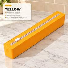 1pc Refillable Plastic Wrap Dispenser With Slide Cutter And Suction Cup Base, Countertop Cling Film, Aluminum Foil And Parchment Paper Organizer, Clean Straight Cuts, Kitchen Food Storage Tool, 4 Colors - View 13