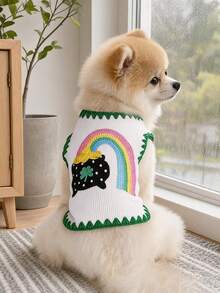 1PC Pet Clothing 2026 Autumn/Winter New Arrival Small Dog Puppy Cat Cute Pet Simple Versatile Soft Skin-Friendly Patrick Rainbow Vest - Multicolor - View 1