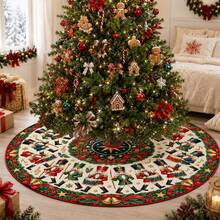 1pc Nutcracker Band Performance Pattern Christmas Tree Skirt, Elegant Color Holiday Decor, 5 Sizes, Unisex Holiday Gift, Suitable For Home And Party Christmas Home Decoration - Nutcracker Band Performance - View 9
