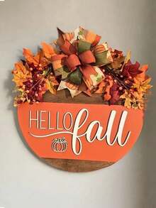 1pc 3D Autumn "Welcome" Sign - Designed With Autumn Theme, Featuring A Circular Wreath, Perfect Decoration For Your Front Door. Ideal For Autumn Celebrations And Thanksgiving Home Decor. Perfect Autumn Home Decor Item - A - View 8