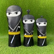 武士圖案黑白高爾夫球桿頭套,提供保護與風格,1號木桿 3/5號木桿 UT木桿桿身保護套,耐用設計適用於所有類型高爾夫球桿,高爾夫愛好者的必備配件 - 黑色 - 查看 9