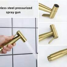 Brushed Gold Handheld Sprayer, Multi-Purpose Bathroom Manual Spray Gun, Wall-Mounted Shower Head For Toilet Cleaning, Pet Washing And Bathroom Hygiene, For Shower Use Only - Spray Gun - View 7