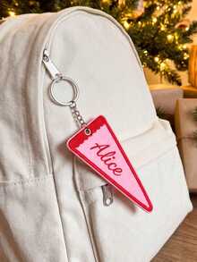 1/3/5Pcs Custom Embroidered Keychain,Personalized Triangle Flag Embroidered Bag Charm,Customized Initial Keychain,Luggage Tag,Key Ring,Bag Pendant - Multi-color 1 - View 9
