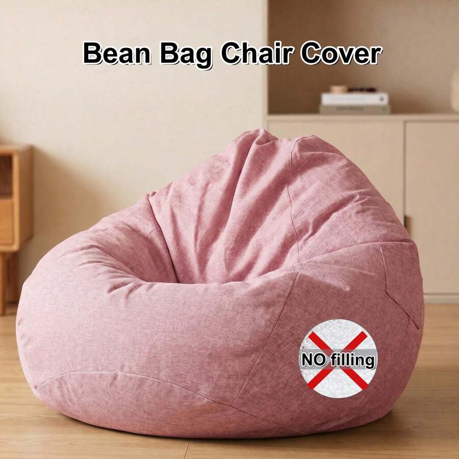 Funda para puf de diseño holgado, no incluye relleno, funda de tela, funda para puf, funda para cojín tipo tatami, funda para cojín de lino, funda para puf de tamaño M/XL/funda para reposapiés/funda para tatami: gruesa y - Rosa - Ver 1