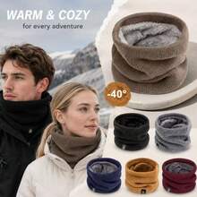 Winter Fleece Knitted Neck Warmer, Unisex Windproof Warm Neck Gaiter, Suitable For Outdoor Skiing Cycling - A - View 1