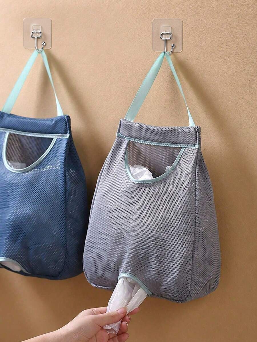 Trash Bag Holder, Wall-Mounted Kitchen Storage Bag, Foldable Mesh Storage Bag, Wall-Mounted Plastic Bag, Mesh Bag Storage, Water Dispenser Plastic Bag Rack, Kitchen Tools, Kitchen Supplies, Summer Beach Party, Trash Collection, Storage Bag, Camping, Party, Room Decor, Living Room, Bathroom, Kitchen Supplies - Multicolor - View 1