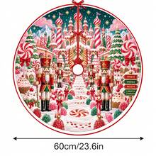 1件裝糖果城堡胡桃鉗圖案聖誕樹裙，優雅配色節日裝飾，5種尺寸，中性節日禮物，適用於居家與派對聖誕裝飾 - 糖果城堡胡桃夾子 - 查看 12