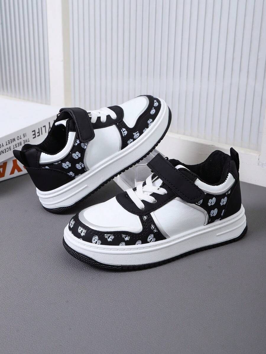 Kids' Colorblock Soft-Sole Casual Sports Sneakers For Boys And Girls - Black - View 1