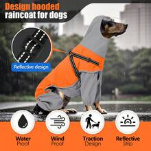 Waterproof Dog Raincoat With Hood, Full Body Rain Jacket For Dogs, Reflective Pet Clothes For Outdoor Walking, Windproof Dog Coat - Multicolor - View 8