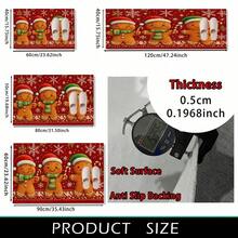 1pc Christmas Series Red Background Gingerbread Man Pattern Printed Faux Cashmere Surface TPR Bottom Doormat, Bathroom Mat, Kitchen Mat, Laundry Room Mat, Holiday Atmosphere Decor, Home Decor, Party Decor, Wedding Decor, Dining Kitchen Decor - Multicolor - View 14