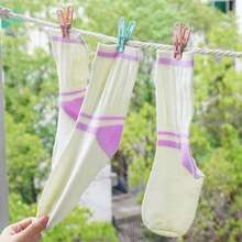 30‑Pack Plastic Clothes Pegs With Storage Basket, Windproof Laundry Clips For Underwear And Socks - Multicolor - View 3