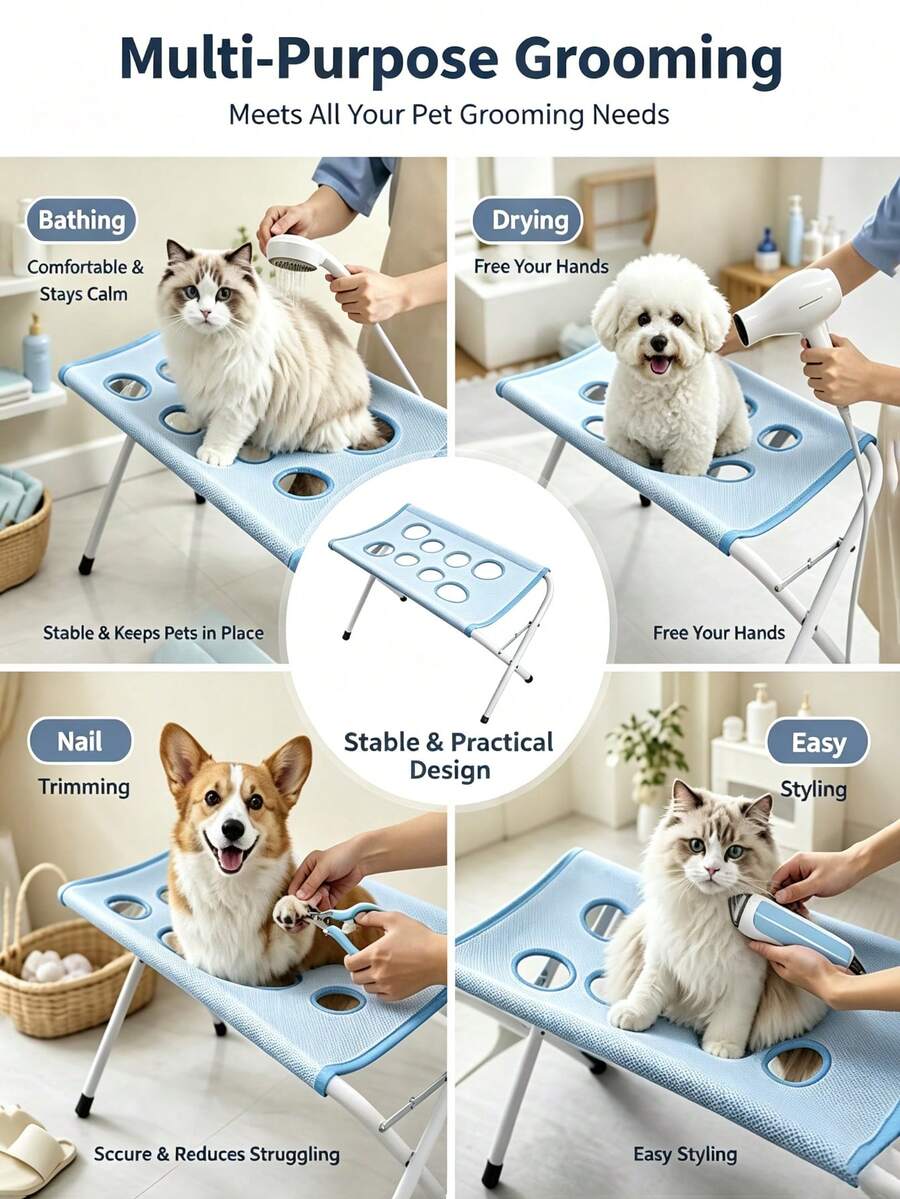 1pc Pet Grooming Hammock, Dog Bathing Rack, Anti-Scratch Anti-Bite Pet Restraint Hammock, Suitable For Cat And Dog Grooming, Nail Clipping, Bathing, Hair Trimming, Home Pet Salon Use, Fix Pets To Free Your Hands
