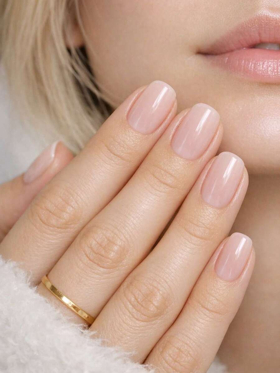 24pcs Light Pink Square Short Classic Minimalist French Style Full Coverage Press-On False Nails To Enhance Your Look Suitable For Party, Date And Back To School Daily Wear - Baby Pink - View 1