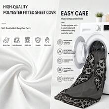 Fitted Sheet Set (1 Fitted Sheet + 2 Pillowcases), Leopard Print Bow Contrast Color Pattern, Soft & Skin-Friendly, Multiple Sizes Available, All Season Use, Anti-Pilling, Suitable For Single/Double Beds, Ideal For Bedroom, Dorm, Guest Room, Daily Use, Holiday Gift Choice - Multicolor - View 5