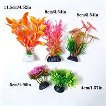 Colorful Artificial Plastic Plants Decoration Set For Fish Tank, Aquarium Decorative Grass, Fish Tank Decoration Hiding Accessories - A - View 9
