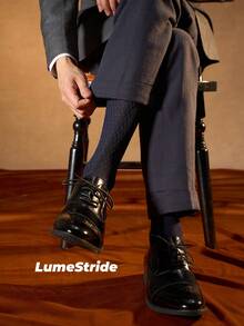 Men Crew Socks | Business & Everyday | Versatile Dress Socks | Comfortable Nylon | All-Match Style - Navy Blue - View 2
