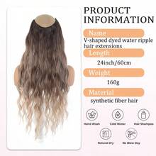 1pc Women's V-Shaped Long Curly Water Wave Voluminous Ombre Dyed Synthetic Hair Extension Piece - Black - View 3
