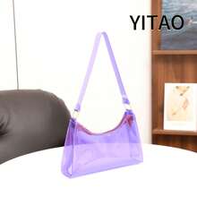 Women's Fashion Minimalist Shoulder Bag, PVC Transparent Underarm Handbag - Mauve Purple - View 3
