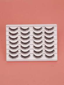 10 Pairs Full Fake Eyelashes Transparent Style Faux Mink Lashes Natural Long Gift For Women - Black - View 14