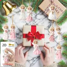 12/1pc 2D Flat Random Christmas Angel Guardian Pendant, Premium Wooden Christmas Tree Hanging Decoration, Holiday Decor > Holiday Hanging Decor > Holiday Pendant, Hanging Decoration/Home, Classroom, Office Party Birthday Gift - Holiday Gift, Christmas Decoration, Christmas Exclusive Gift - A - View 5