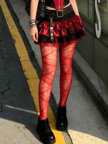 4 Warna Kaos Kaki Jala Berongga Motif Laba-laba Tidak Beraturan untuk Wanita, Gaya Punk Gothic, Cocok untuk Klub Malam, Pesta Halloween, dan Pakaian Jalanan Y2K - MultiWarna - View 11
