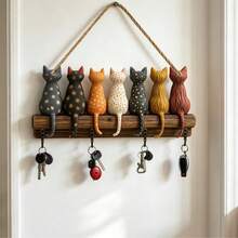 Best-Selling Wooden Vintage Nostalgic Multi-Functional Home Key Hook, Indoor Wall Decor, Rustic Farmhouse Antique Style Wall-Mounted Coat Rack Storage Hook, Suitable For Entryway, Keys, Hats, Bags, Hallway, Mudroom, Bedroom, Office - Multicolor - View 2