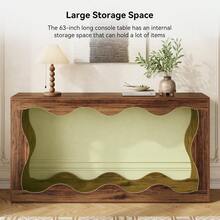 Mesa de Entrada de 63 Pulgadas, diseño Elegante, Mesa de sofá de Granja detrás del sofá, Mesa de Consola festoneada con Espacio de Almacenamiento Integrado para Entrada, Sala de Estar - Rústico - Ver 2