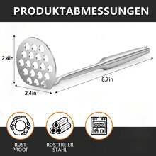 One-Piece Tiny Potato Masher, Stainless Steel With Thick Handle, Kitchen Gadget For Mashed Potato, Fruit And Vegetable - Silver - View 4