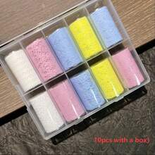 Random 1/5/10 Rolls Macaron Lace Nail Art Transfer Paper French Hollow Mesh Floral Stickers Nail Decoration Print - Multicolor - View 11