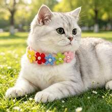 10Pcs Cute Flower Dog Tie, Adjustable Floral Neck Collar With Pearl Decor, Random Color Pet Grooming Accessory For Small Cats Dogs, Daily Party Photo Prop - Multicolor - View 8