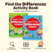 1pc 32-Page Spot The Difference Activity Book, Logic Puzzle & Brain Game Workbook For Kids Ages 3+, Birthday Gift For Boys Girls - Multicolor - View 10