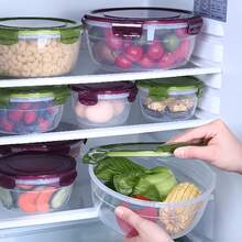 8pcs(4 Box+4 Lids) Multi-Size Combination Transparent Purple-Green Food Storage Containers - Kitchen Storage Boxes For Vegetables And Fruits, Microwave Round Lunch Boxes, Suitable For Cafeteria, Camping, Picnics - Multicolor - View 5
